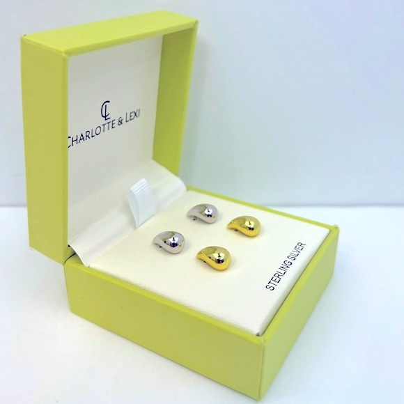 CHARLOTTE & LEXI,WOMENS TEAR DROP EARRINGS,STERLING SILVER, GOLD & SILVER COLORS - Picture 3 of 16